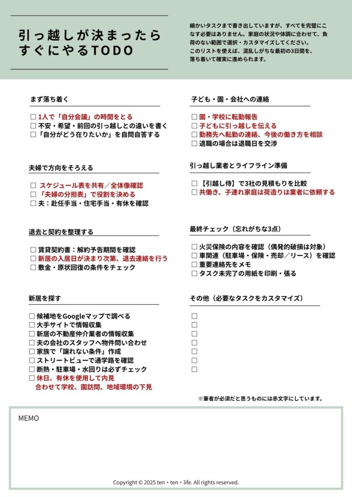 夫婦の役割分担表見本