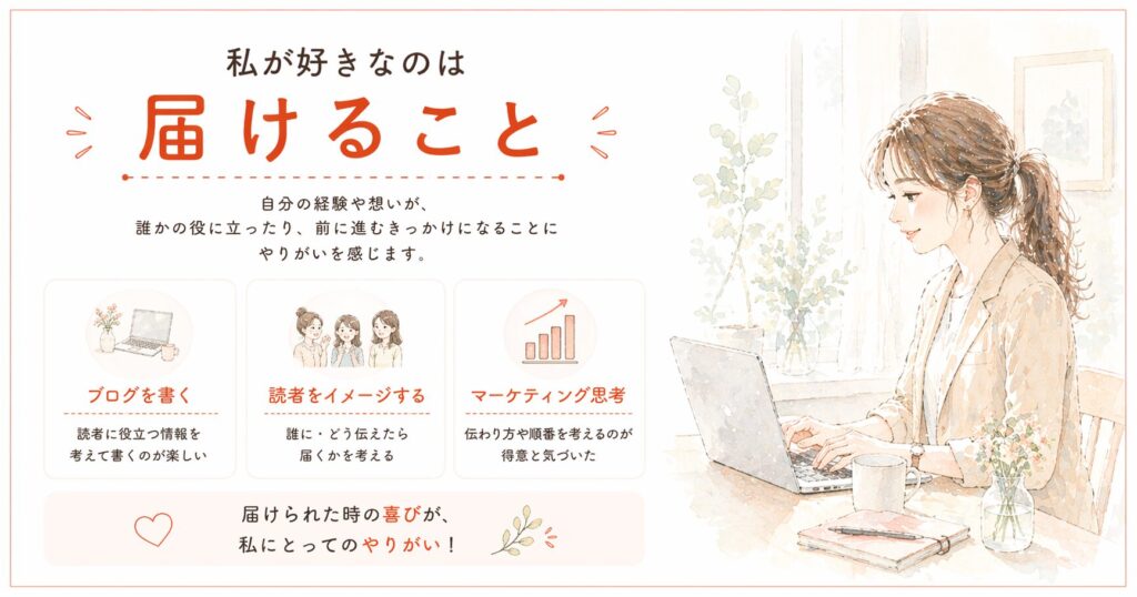 「誰かに届けること」が好きだとわかった体験イメージ